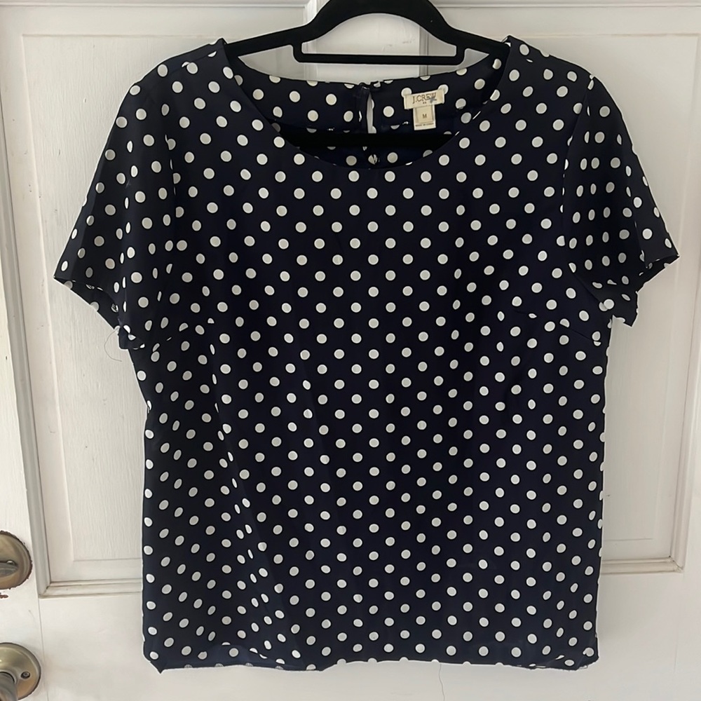 JCrew Blue & White Shortsleeve Blouse